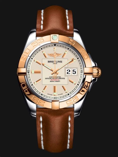 breitling galactic 41 two tone|Breitling galactic 41 leather strap.